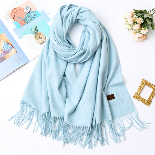 Демисезонный шарф, трикотажная кашемировая шерстяная лазурная накидка