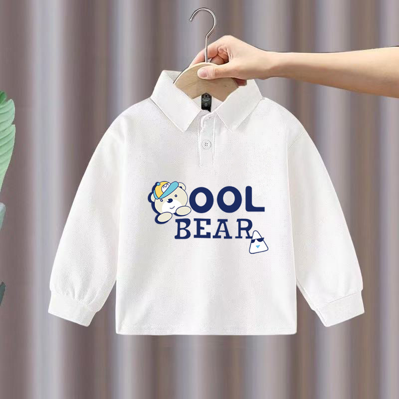 100%纯棉男童Polo长袖t恤2026春秋中小儿童宝宝卡通简约打底上衣,淘宝优惠券,粉丝福利购,淘宝优惠卷