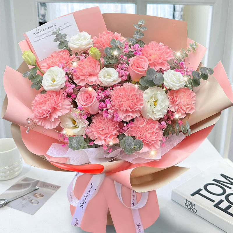 康乃馨百合花束送妈妈送长辈生日鲜花速递同城配送北京上海深圳店