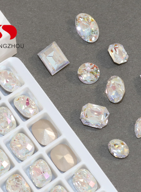 东洲白色樱花粉美甲方糖肥方贴钻