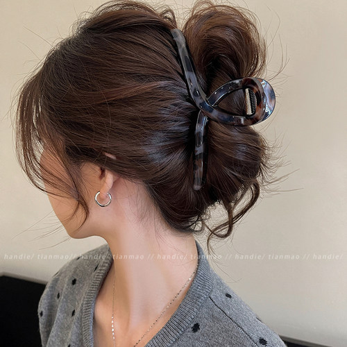 复古豹纹高级感发夹女2026新款高端后脑勺大号鲨鱼夹抓夹头饰夹子 - 图3