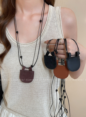 韩系简约挂脖项链女款2026新款高级感小众设计独特长款毛衣链颈链