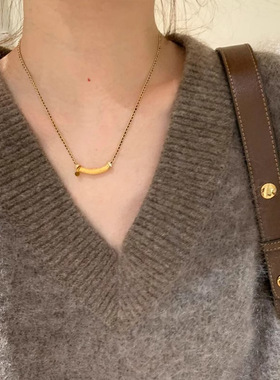 微笑虎眼石黑金色项链手链轻奢贵气小香风锁骨链吊坠配饰女友礼物