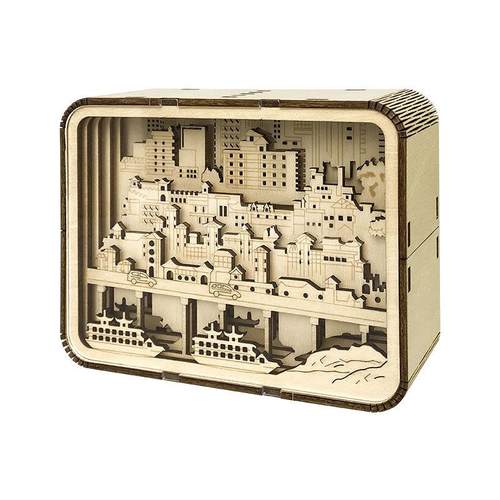 城市印象洪崖洞木雕灯木质装饰摆件创意雕刻小夜灯商务文创伴手礼 - 图2