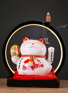 招财猫摆件大号电动摇手收银台家居店铺开业礼品陶瓷摆件自动招手
