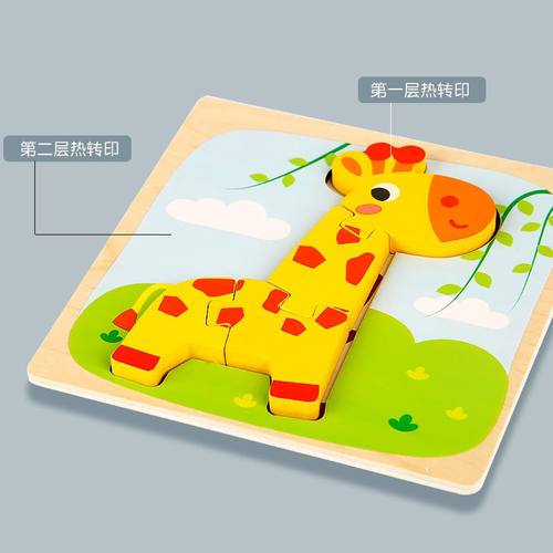 儿童新款木质立体卡通动物小拼图婴幼儿早教认知拼板玩具 - 图1