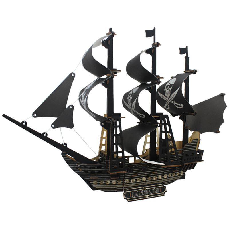 木制3D立体拼图儿童手工DIY海盗船模型礼品玩具活动材料,淘宝优惠券,粉丝福利购,淘宝优惠卷