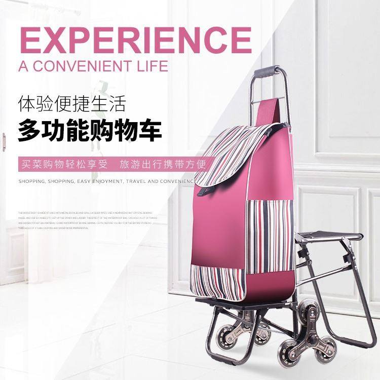 家用买菜车便携小型购物车六轮爬梯小推车带座椅实用便捷,淘宝优惠券,粉丝福利购,淘宝优惠卷