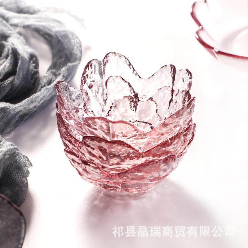 日式粉色玻璃蘸料碟子迷你家用调味碟醋碟花瓣碗套装玻璃餐具定制,淘宝优惠券,粉丝福利购,淘宝优惠卷