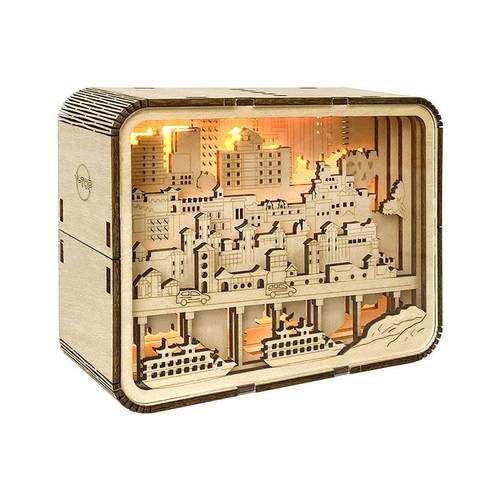 城市印象洪崖洞木雕灯木质装饰摆件创意雕刻小夜灯商务文创伴手礼 - 图0