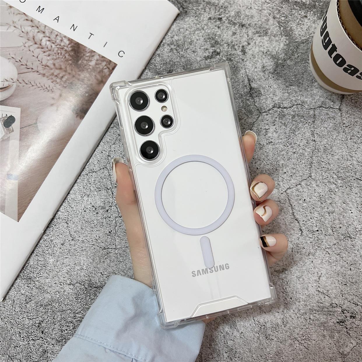 适用S23磁吸透明手机壳S23 Ultra防摔胶套S21plus亚克力s22套 - 图0