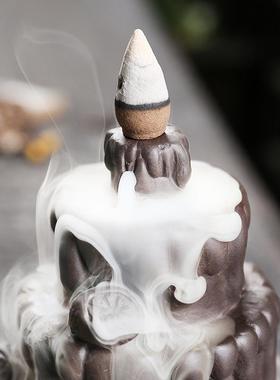 跨境紫砂倒流香薰炉家居工艺品摆件 创意生日礼物烟倒流檀香香炉