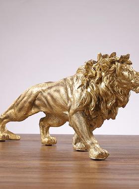 中式大气狮子树脂摆件家居办公室酒柜书柜电视柜样板房装饰品摆设