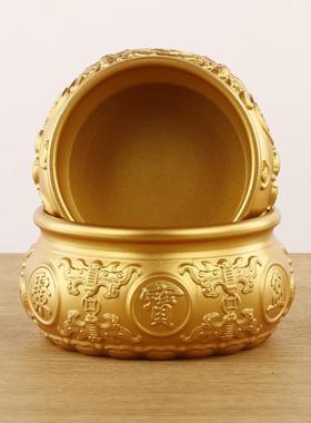 铜八福聚宝盆黄铜聚宝盆摆件铜器工艺品厂家定制