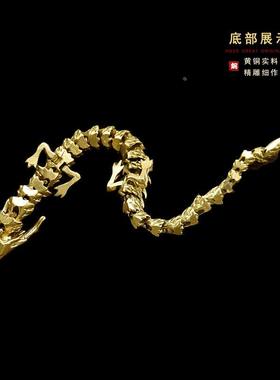 黄铜三爪金龙摆件手把件茶宠百搭精工抛光可活动神龙茶道展厅摆设