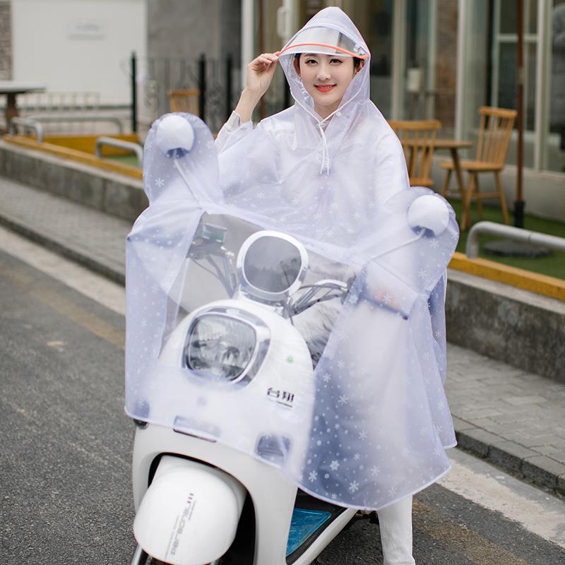 厂家直供单人雨衣 电动车电瓶车雨披 成人白色水晶连体透明雨披