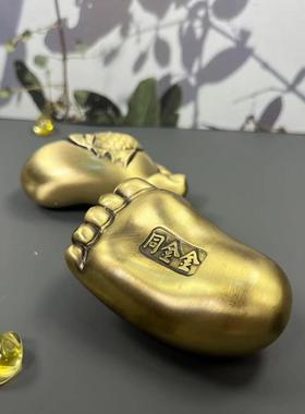 黄铜脚丫摆件家居创意摆件富贵有余黄铜工艺品仿真脚丫左右一对脚