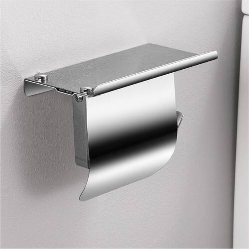 不锈钢卫生间纸巾架免打孔厕纸架宾馆酒店卷纸架手机架置物架 - 图1