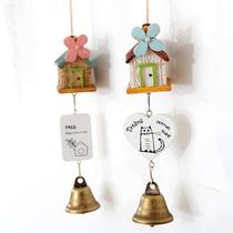 Day Style Four Leaves Flowers House Resin Wind Bells With Bell Hanging Accessories Door Decoration Fields Garden Style Cottage Hanging Ornaments