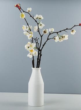 北欧现代简约创意手工拉丝白色花瓶摆件样板间客厅花器家居饰品定