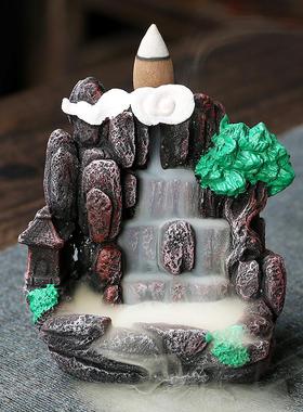 跨境原创高山流水倒流香薰炉家居饰品创意水泥倒流香炉摆件工艺品