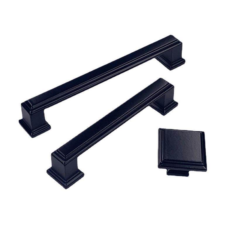 直销锌合金黑色拉手实心欧式现代拉手橱柜衣柜门把手家具五金定制 - 图3