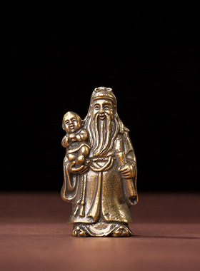 实心办公桌面摆件莲花佛祖古铜茶宠工艺品小礼品手把玩件