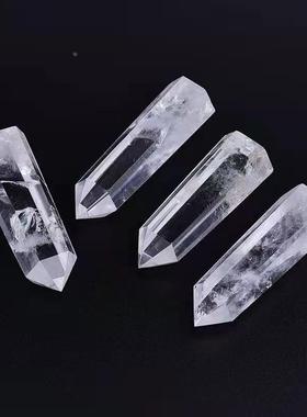 水晶工厂水晶摆件 白水晶单尖六棱柱 白水晶柱 白水晶棱柱定制