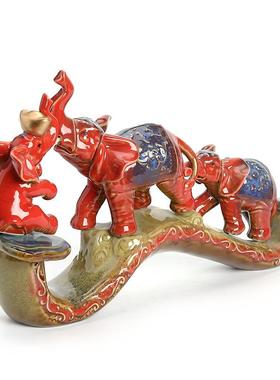 创意 陶瓷工艺品 吉祥如意大象 窑变釉动物家居办公装饰礼品摆件