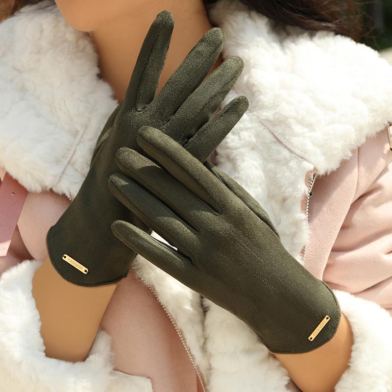 2021新款手套女冬季加绒保暖韩版可爱麂皮绒触屏骑行滑雪厂家