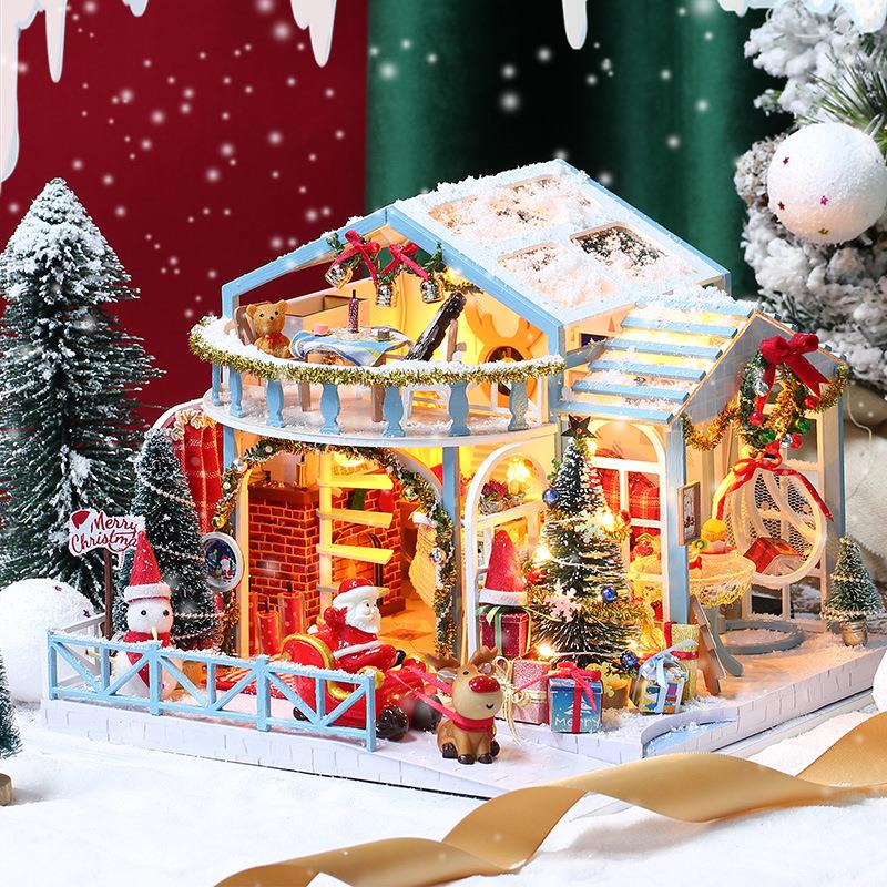 趣益雅diy小屋圣诞雪夜创意圣诞节男女情人礼物玩具拼装房子模型