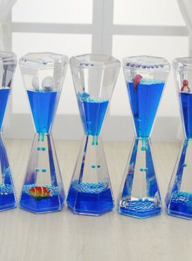 创意六角油滴摆件 高脚杯带动物创意液体沙漏 油漏 计时器沙漏