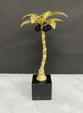 简约现代轻奢金属椰子树摆件样板间售楼处客厅玄关酒柜家居装饰品