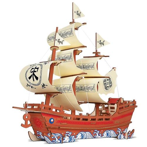 儿童益智木制仿真模型 木质手工DIY拼装明朝古3d立体拼图玩具 - 图3