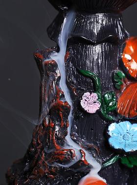 跨境欧式檀香沉香倒流香香炉 创意树脂蘑菇倒流炉家居饰品摆件定