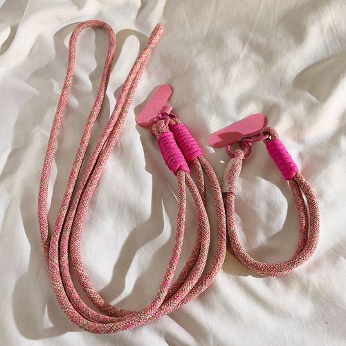 韩系ins彩色多巴胺编织绳长款手机挂绳斜跨长绳手提腕带外出通用 - 图2