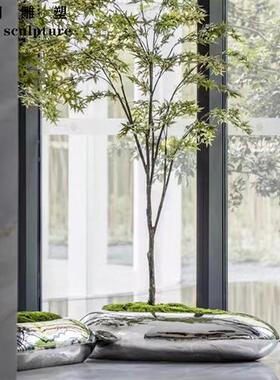 金属鹅卵石水滴不锈钢花盆槽盆栽定制抽象造型庭院摆件雕塑装饰品