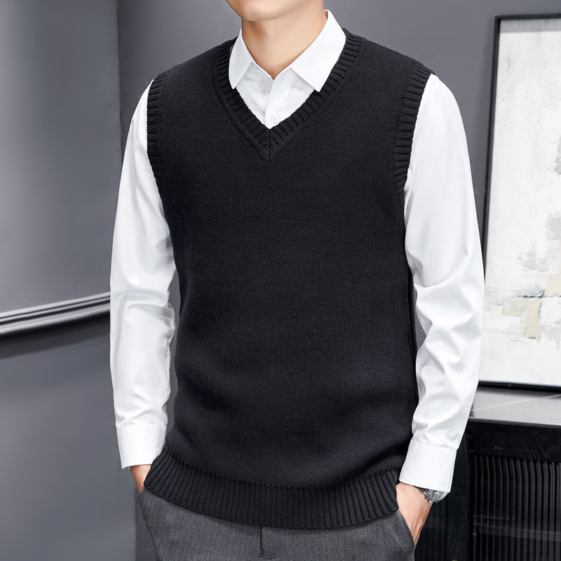 秋冬款毛衣背心坎肩男马甲加厚一体绒修身保暖外穿无袖V领针织衫,淘宝优惠券,粉丝福利购,淘宝优惠卷