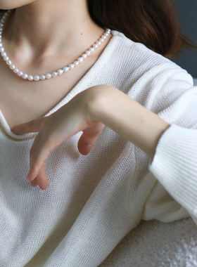 NYU·NYU天然淡水米珠串珠项链经典时尚气质百搭通勤女日常