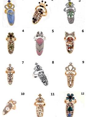 wish戒指个性开口镶钻指甲套尾戒关节戒Diamond ring nail sets*3