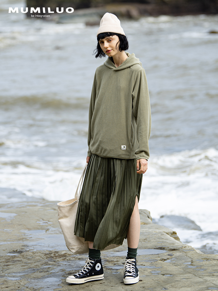 MUMILUO|21FW 卫衣女春秋季新款连帽宽松加绒加厚白色短款外套