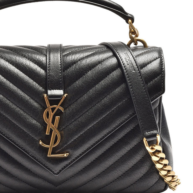 圣罗兰女士黑色小羊皮单肩挎包 YISHEHUI海外女士包袋