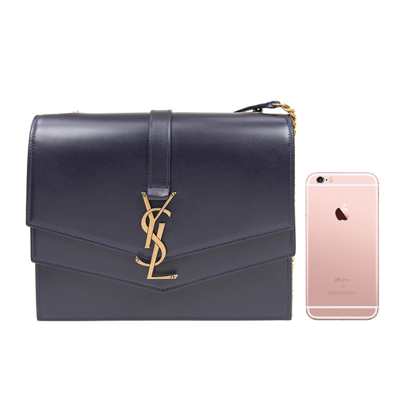圣罗兰女士深蓝色斜挎包 YISHEHUI海外女士包袋