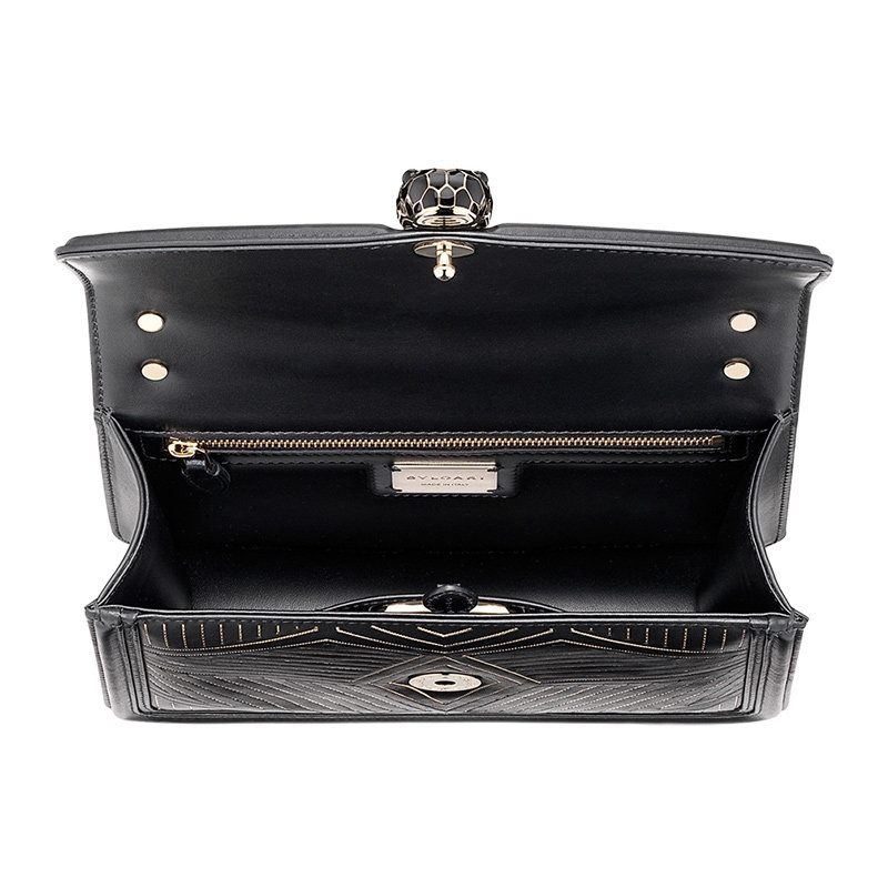 bvlgari黑色小牛皮斜挎包链条包 YISHEHUI海外女士包袋