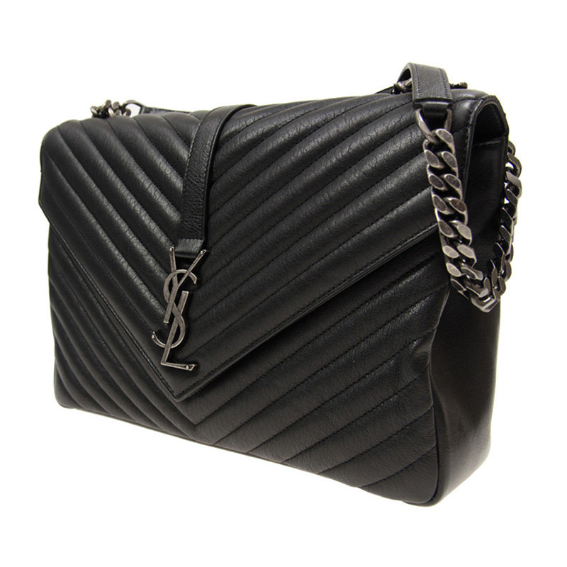 圣罗兰女士黑色牛皮斜挎包 YISHEHUI海外女士包袋