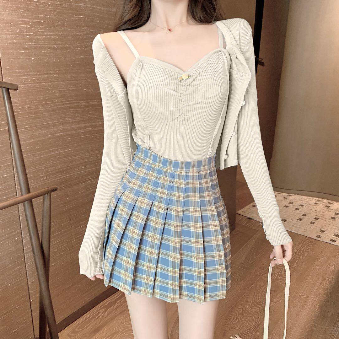 夏季新款性感小吊带背心+防晒衫+ 森丽顿蕾丝衫/雪纺衫