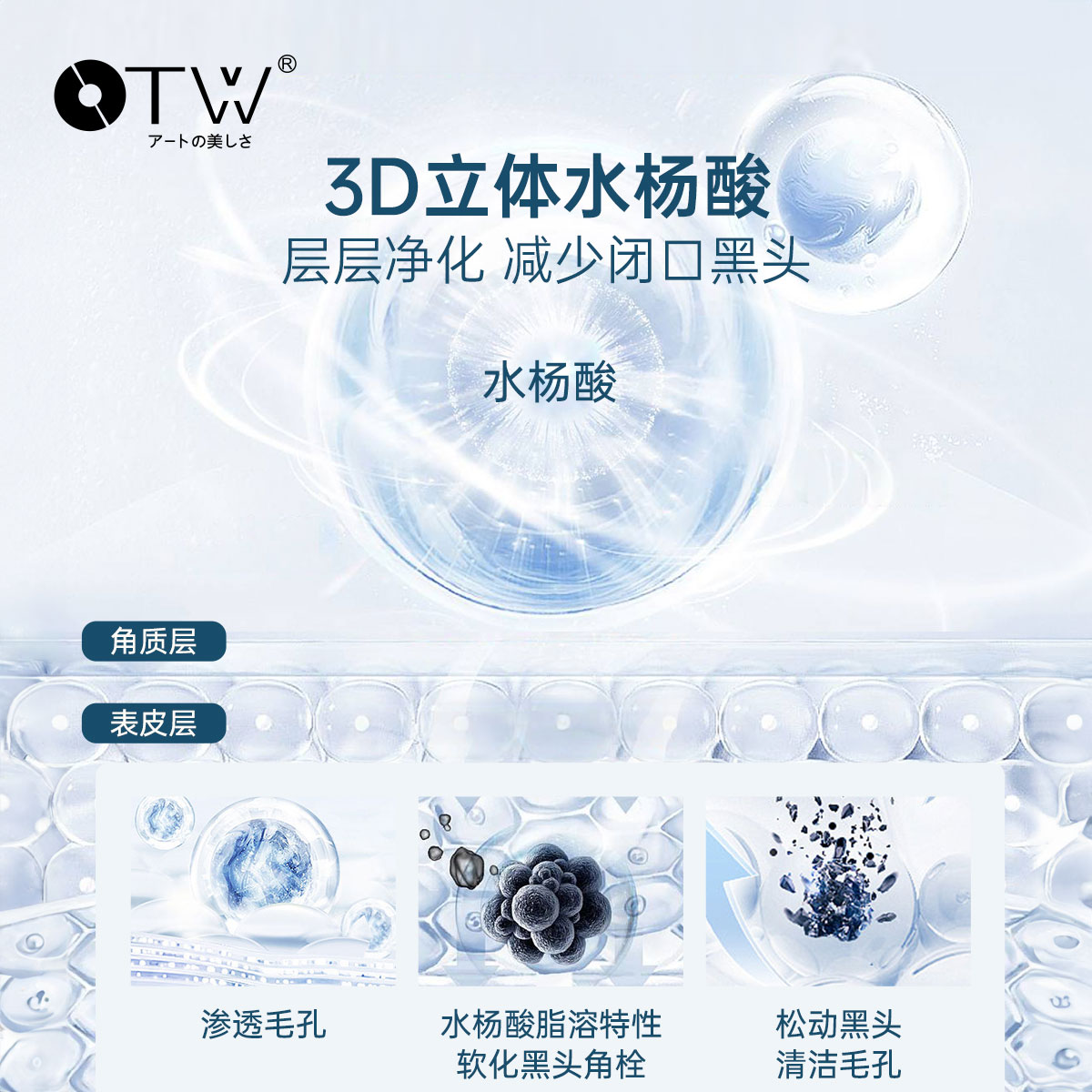 OTW水杨酸正品棉片小样清洁黑头去闭口净痘粉刺湿敷贴片温和刷酸-图2