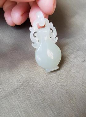 玉石新疆和田白玉花瓶平安玉坠 玉质滋腻和田玉吊坠