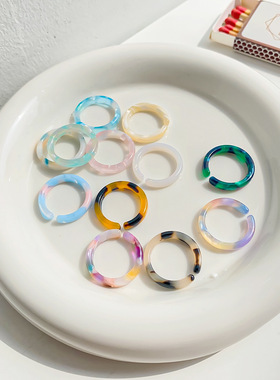 韩国彩色醋酸戒指女潮流配饰简约