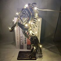 Abstract Animal Statue Metal Horse Sculpture With LED Light